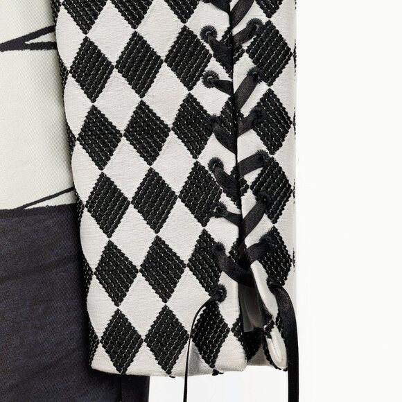 Aquilano Rimondi SS/13 Runway White & Black Multi-Pattern Silk Dress - Picture 7 of 14